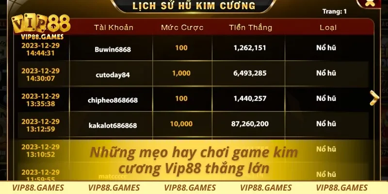 Những mẹo hay chơi game kim cương Vip88 thắng lớn
